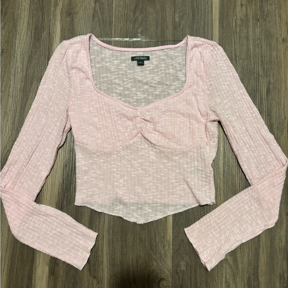 Wild Fable Light Pink Textured Crop Top